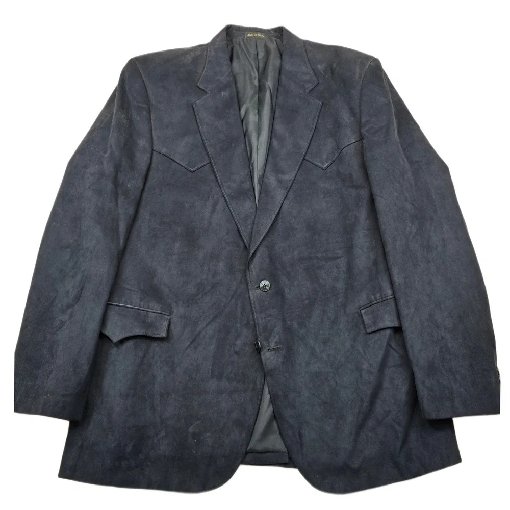 Circle S Western Faux Suede Blazer Mens 48L Black Cowboy Sport‎ Coat Jacket